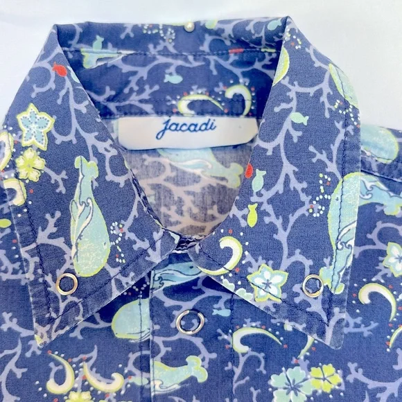 JACADI PARIS VINTAGE Gently Worn Boy’ Short Sleeve Shirt Button Down S 2 (88CM) - Picture 7 of 11